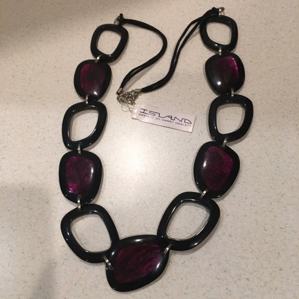 NWT!  Island Designs by Harry Haslett Purple Chunky Statement Necklace
